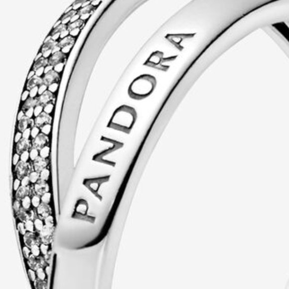 Pandora Silver S925 ALE Intertwined Logo Pave Ring 196547 - Picture 4 of 7